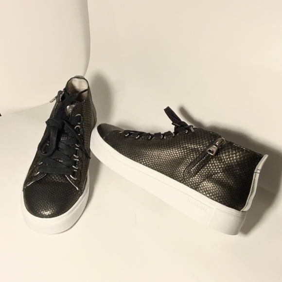 BLACKSTONE NL28 Leather Black Snake Midi Sneakers - Picture 8 of 10